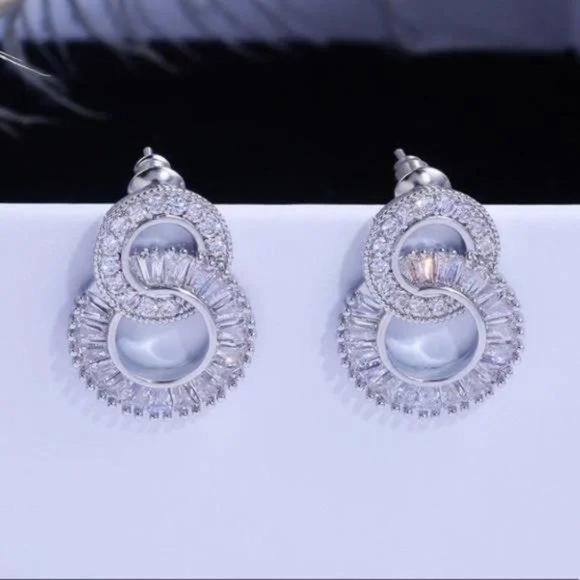 NEW 925 Sterling Silver Diamond Hoop Earrings, beautiful Earrings, cute Earrings - Picture 8 of 8